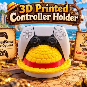 One Piece Inspired Controller Holder, Ps5 & Xbox Controller Stand, One Piece Gift, Straw Hat Gaming Decor, Anime Lover Gift