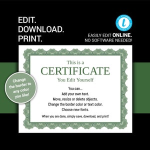 Certificado de prêmio EDITÁVEL, prêmio de participação, certificado esportivo, modelo de certificado de prêmio de realização, diploma personalizado, modelo para impressão