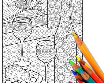 55 Coloring Pages For Adults Wine Pictures