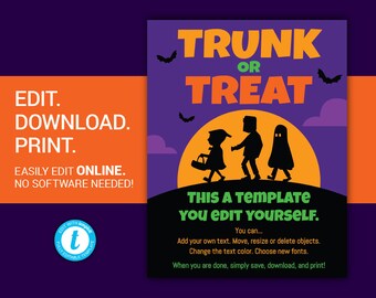 editable trunk or treat flyer trunk or treat halloween flyer etsy