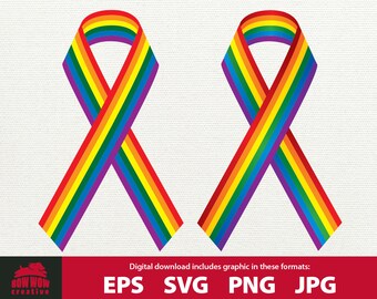 LGBT awareness ribbon svg rainbow ribbon svg gay pride ribbon svg gay lesbian transgender queer ribbon rainbow awareness svg gay clipart