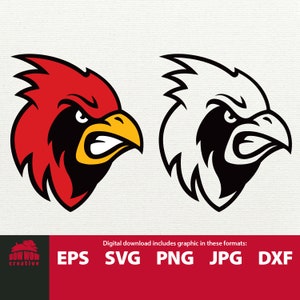 Cardinal Mascot svg school sports team logo angry cardinals head clipart cartoon clip art eps png jpg dxf file for laser cutting machines
