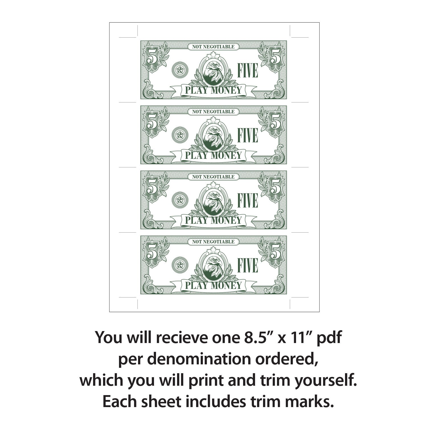 custom play money money fake money pretend money teachers etsy