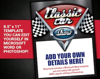 CAR SHOW, automobile, auto, classic, vintage, template, car show flyer, car club, event, charity, flyer, invite, printable, poster, DIY