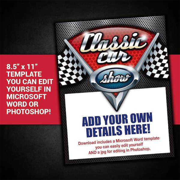 CAR SHOW, automobile, auto, classic, vintage, template, car show flyer, car club, event, charity, flyer, invite, printable, poster, DIY