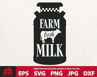 Farm Fresh Milk svg milk can svg farmhouse decor svg fresh milk svg farmhouse cutting file cow svg dairy farm svg eps file