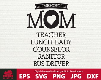 Homeschool Mom SVG Funny Mom svg stay at home Mom tshirt homeschool quote svg mom cutting file mom funny homeschool quote quarantine svg
