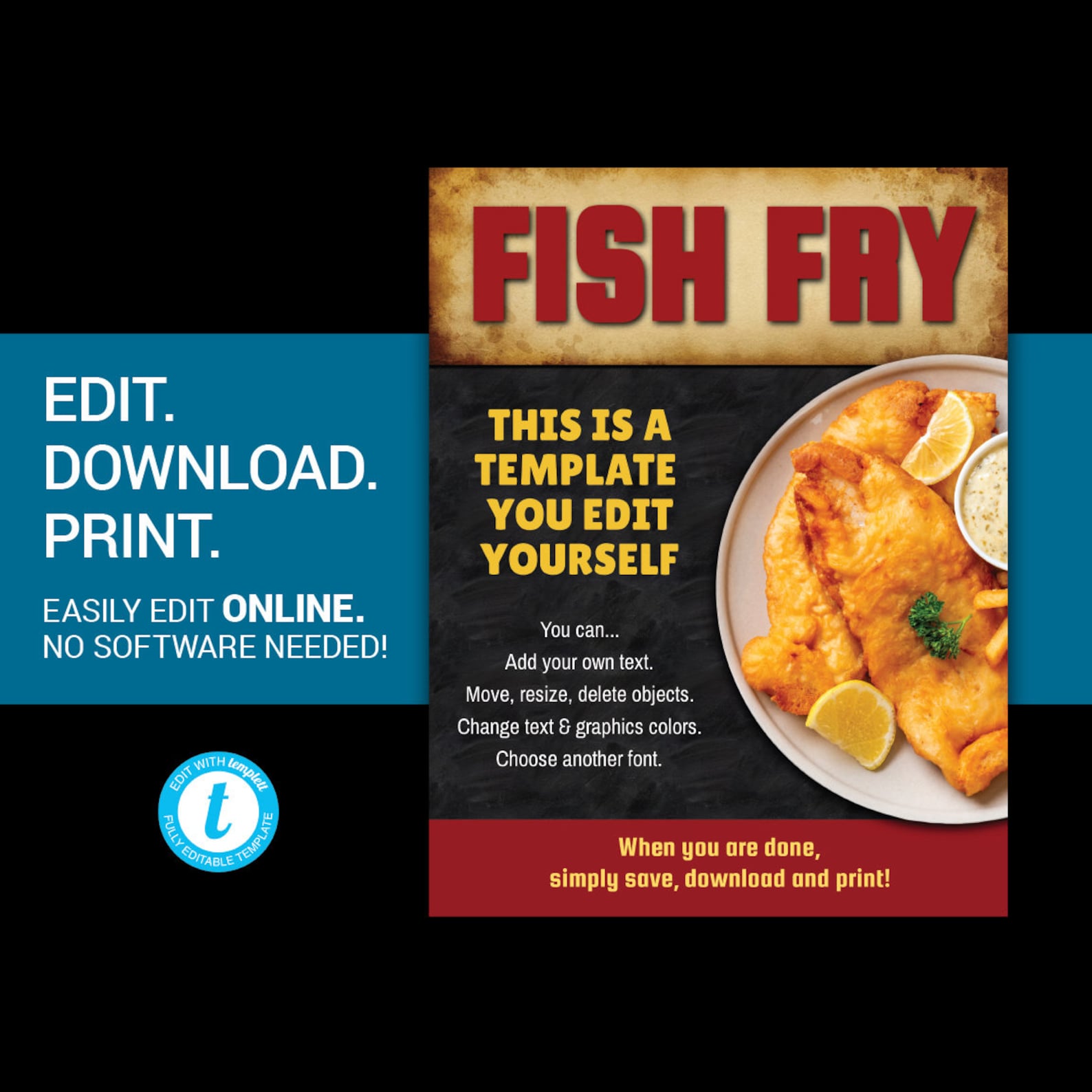 EDITABLE Fish Fry flyer fish dinner charity fundraiser benefit Etsy