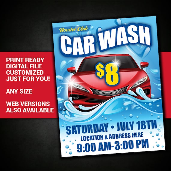 car wash car wash flyer fundraiser club event charity etsy car wash fundraiser flyer