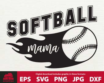 Softball Mom svg softball mom tshirt design softball svg softball clipart softball cutting file flaming softball gift for softball mama