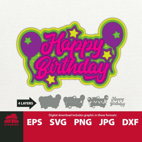 Download Happy Birthday Layered Svg 3d Svg Happy Birthday Svg Layered Etsy