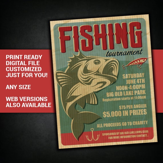 FISHING TOURNAMENT flyer poster bass tournament flyer charity Etsy