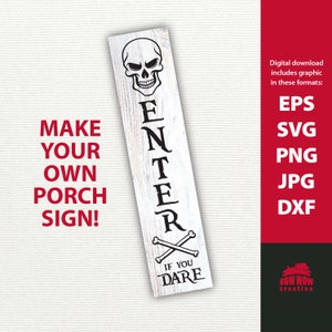 Skull Welcome porch sign svg Halloween porch sign svg skeleton sign svg vertical Halloween sign svg Halloween porch sign svg file