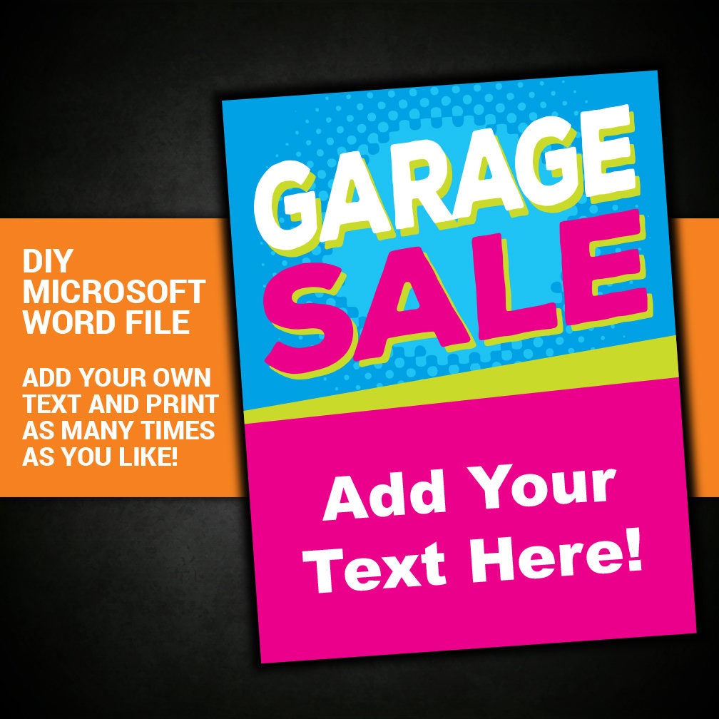 Garage Sale Tag Sale Yard Sale Schild Community Sale Kirche Wühlerei  Einladung Einladung Flyer druckbare Poster Vorlage DIY For Garage Sale Flyer Template Word