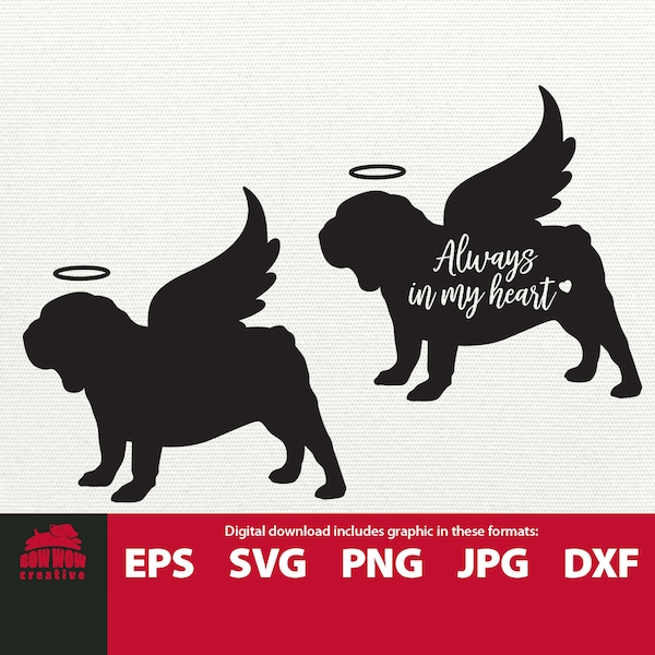 English Bulldog Angel svg Bulldog svg English bulldog memorial svg bulldog angel bulldog with angel wings English bulldog clipart eps dxf