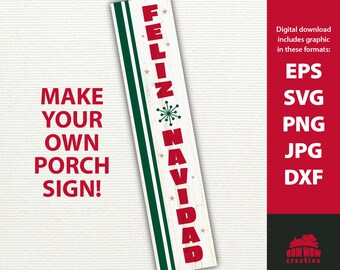 Feliz Navidad porch sign svg tall vertical Christmas sign svg porch sign svg Christmas porch sign svg Feliz Navidad svg spanish svg