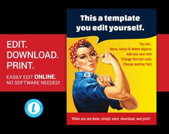 MODIFICABILE Volantino di Rosie the Riveter Poster di Rosie the Riveter possiamo farlo Volantino di Rosie The Riveter Volantino femminista di Rosie the Riveter Volantino Girl Power
