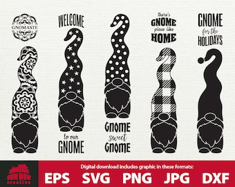 Zestaw svg ze znakiem ganku krasnala, zabawny znak ganku krasnala, pionowy znak powitalny, zestaw svg ze znakiem krasnala, plik do wycinania świątecznego krasnala