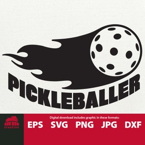 Pickleballer svg pickleball svg vlammende pickleball pickle ball cutting file grappig cadeau voor pickleball speler mok tshirt hoed tumbler