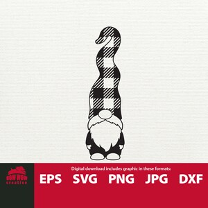 Christmas Gnome SVG with buffalo plaid checked hat gnome svg gnome clipart gnome cutting file patterned gnome for vertical porch sign