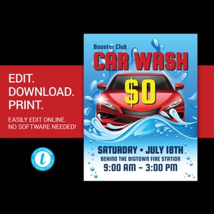 EDITABLE Car Wash flyer car wash flyer car wash poster car wash fundraiser school car wash charity church flyer printable poster templett
