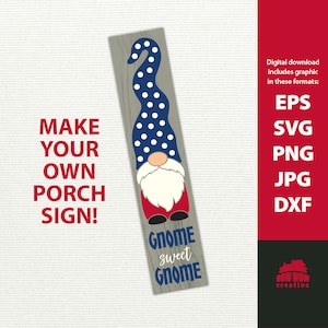 Gnome Sweet Gnome porch sign svg with polka dot hat gnome porch sign svg vertical welcome sign svg winter gnome svg gift for gnome lover