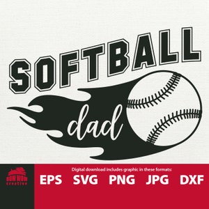 Softball Dad svg softball dad tshirt design softball svg softball clipart softball cutting file flaming softball softball gift for dad