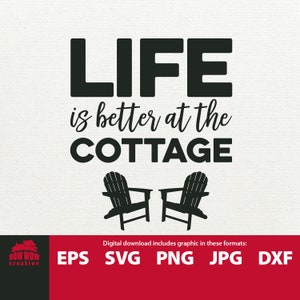 Cottage SVG Life is Better at the Cottage clipart adirondack cottage decor cottage sign cutting file quote printable svg cottage life