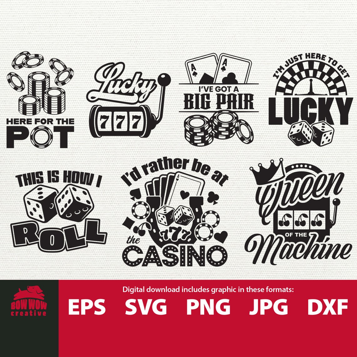 CASINO SVG BUNDLE Funny Poker Craps Roulette Blackjack Svg Etsy