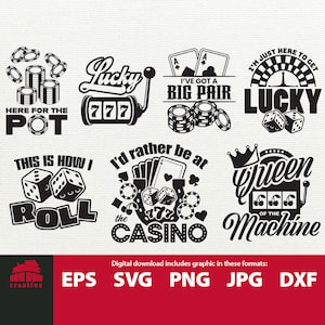 CASINO SVG BUNDLE Funny poker craps roulette blackjack svg cutting file gift for gambler player las vegas gambling quotes tshirt tumbler mug