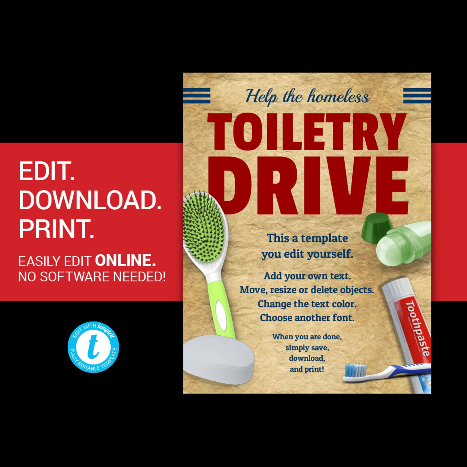 EDITABLE Toiletry Drive flyer homeless drive flyer toiletries Etsy