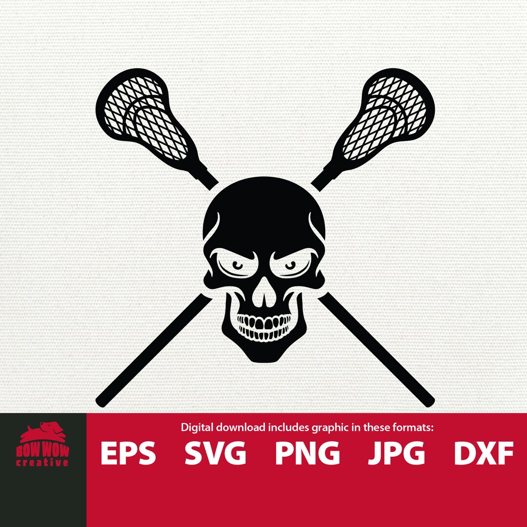 Crossed Lacrosse Sticks With Skull Svg Lacrosse Clipart Lacrosse Skull
