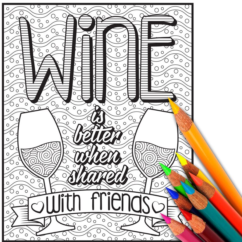 55 Coloring Pages For Adults Wine Pictures