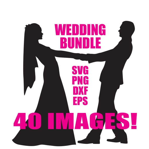 Download WEDDING SILHOUETTES bride and groom svg bundle clip art | Etsy