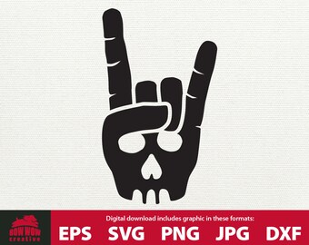 Rock On rock and roll skull hand sign symbol svg hard rock rock n roll heavy metal tshirt design rock star svg file gift for rocker