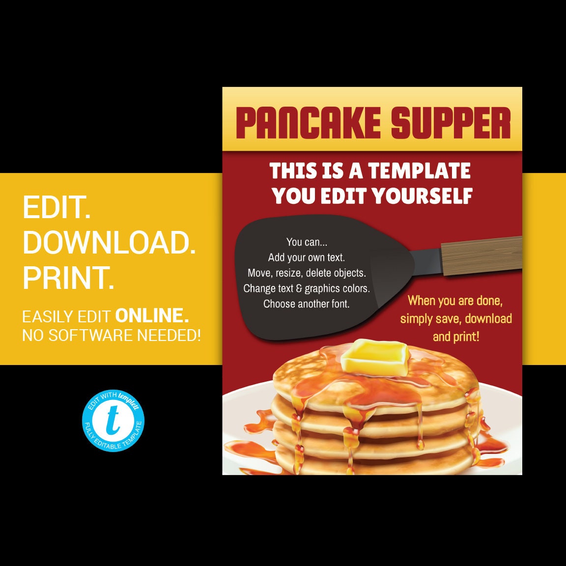 EDITABLE Pancake Supper or Breakfast Fundraiser Flyer Church Etsy UK
