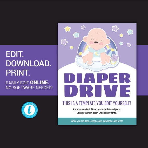 EDITABLE Diaper Drive Flyer Baby Diaper Drive Flyer Diaper Etsy
