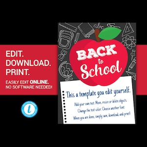 BEWERKBARE Terug naar school flyer schoolaanbod drive flyer school fondsenwerving flyer school fondsenwerving sjabloon school flyer pta flyer Templett
