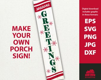 Seasons Greetings porch sign svg Christmas porch sign svg vertical Christmas sign christmas sign svg seasons greetings svg cutting file