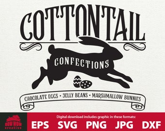 Cottontail Confections sign svg Easter svg Easter candy sign Easter Bunny svg easter printable Easter sign svg Peter Cottontail svg