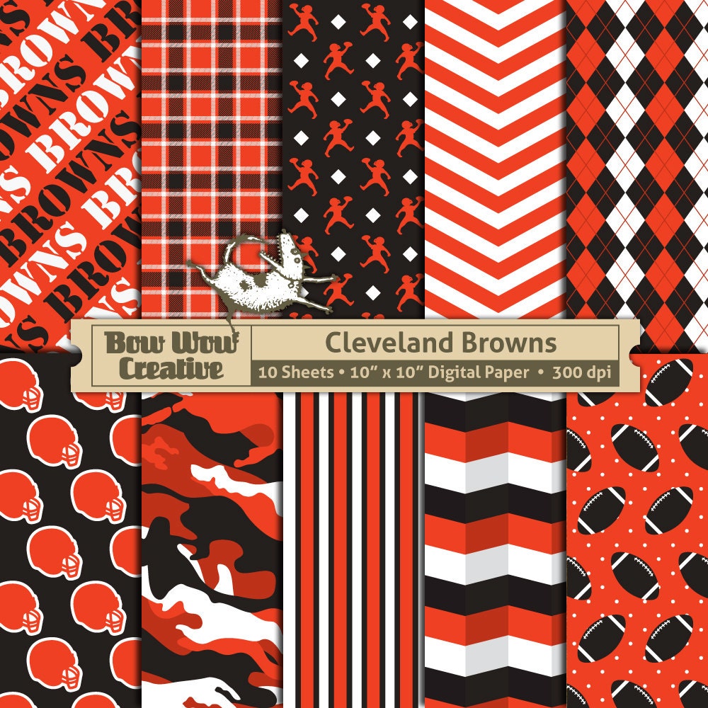 10 Cleveland Browns Pattern Digital Papers for Scrapbooking Etsy