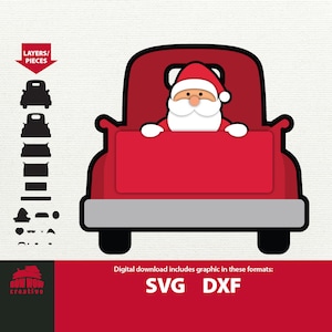 Download Old Red Christmas Truck Layered 3d Svg With Presents Gifts Etsy