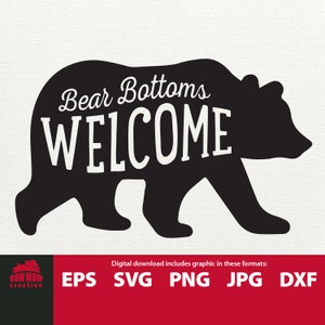Bear Bottoms Welcome bathroom sign svg bare bottoms welcome bear svg cottage cabin bathroom decor bear bathroom svg printable svg bear svg