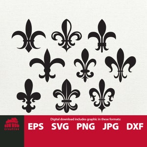 Fleur de Lis svg bundle fleur de lys clip art mardi gras svg fichier de découpe louisiana symbol gift svg eps png dxf jpg