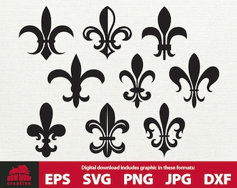 Fleur de Lis svg bundle fleur de lys clip art mardi gras svg cutting file louisiana symbol gift svg eps png dxf jpg