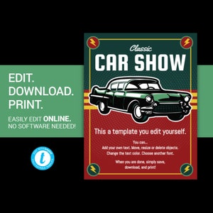 EDITABLE car show flyer classic car show flyer vintage car show flyer car show template car show poster car show ad auto show flyer templett