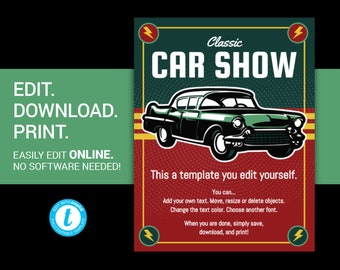 Volantino per mostra di auto MODIFICABILE volantino per mostra di auto d'epoca volantino per mostra di auto d'epoca modello per mostra di auto poster per mostra di auto annuncio per mostra di auto volantino per mostra di auto Templett