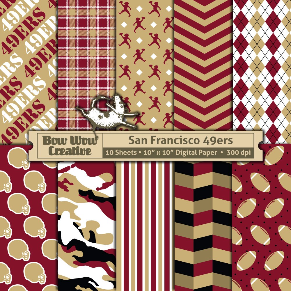 10 San Francisco 49ers Pattern Digital Papers for Etsy