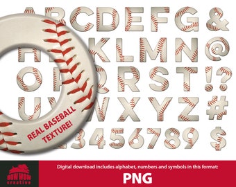 BASEBALL ALPHABET baseball letters numbers symbols baseball clipart clip art abc's baseball letters digital download baseball abcs