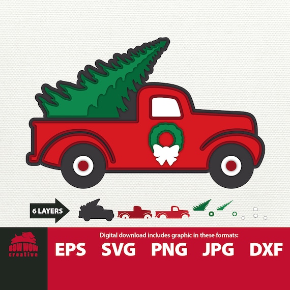 Download Christmas Tree Truck Layered Svg 3d Svg Christmas Truck Etsy